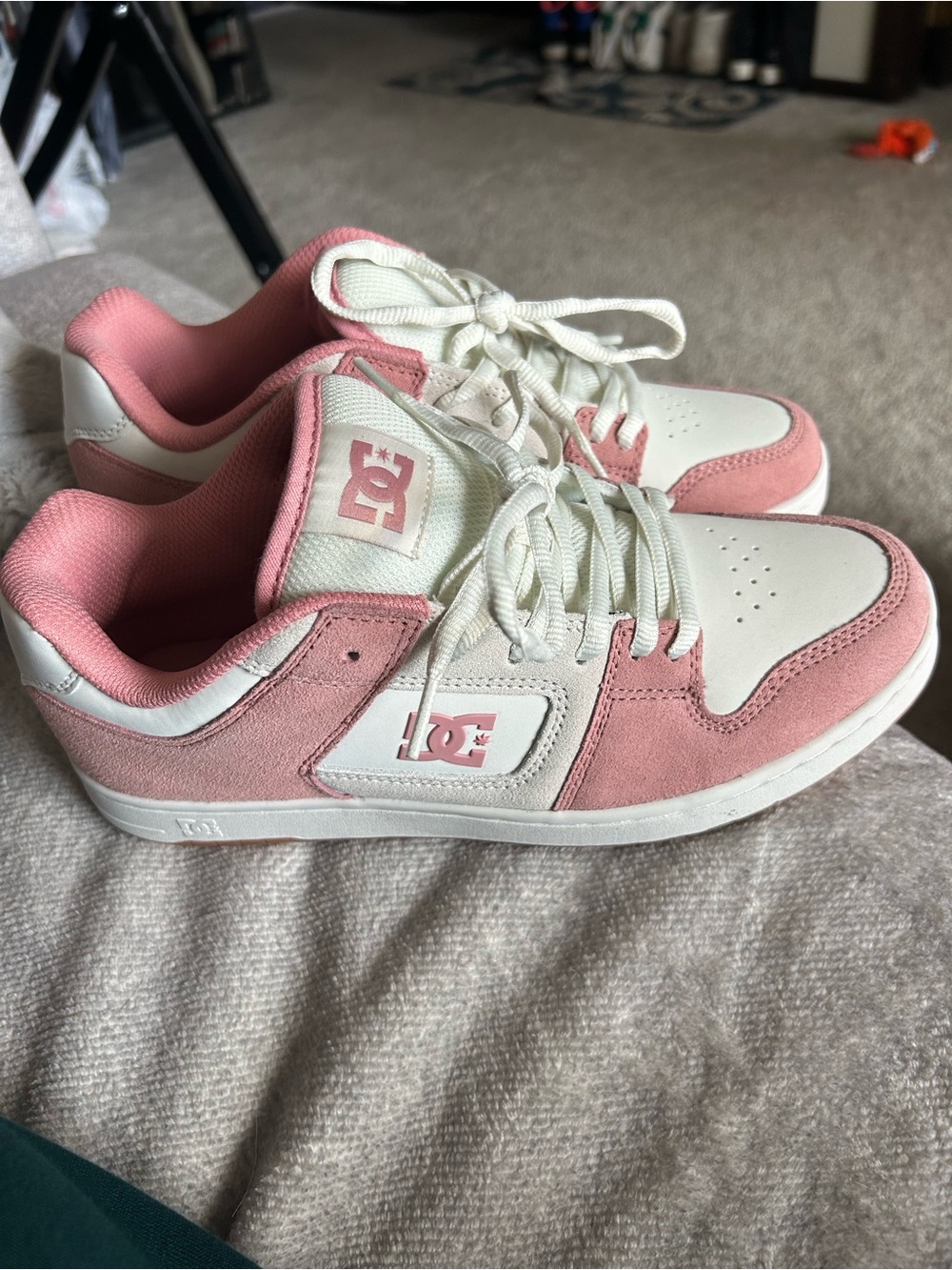 DC Pink and White Skate Sneakers